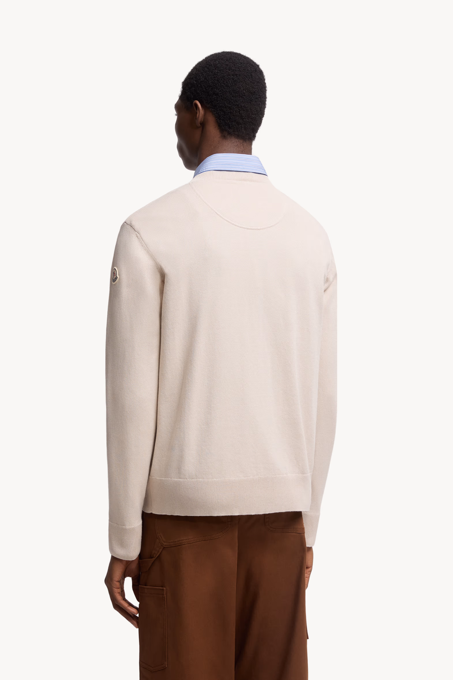 Embroidered Monogram Cotton Sweater Men Light Beige Moncler 5